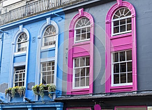 Colorful windows in Old Town Edinburgh