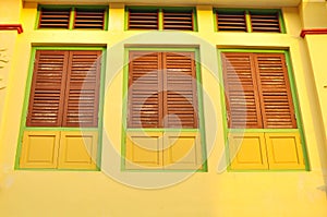 Colorful windows on a shop house in Penang, Malaysia