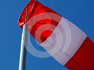 Colorful windsock wind direction indicator closeup abstract