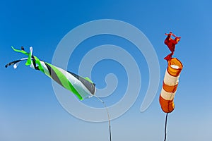Colorful windsocks. Wind direction markers