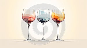 Colorful Wine Glasses: Multidimensional Shading And Elegant Inking Techniques photo