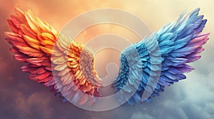 Colorful Wings Soaring Through Cloudy Sky