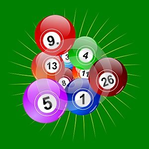 Colorful winning lottery balls