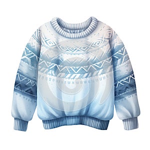 Colorful winter sweater, winter accessories, watercolor illustration