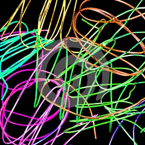 Colorful wires on black