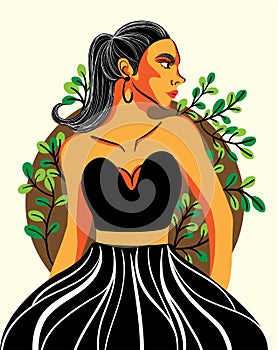 Colorful woman retro art style vector illustration design