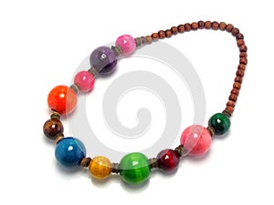 Colorful wood bead necklace