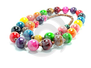 Colorful wood bead necklace