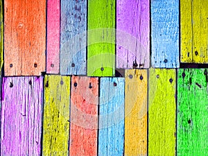 Colorful wood board nailed photo