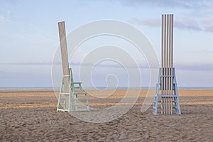 Colorful Wood Chairs on Santa Monica Beach