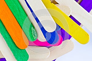 Colorful wood ice lolly sticks