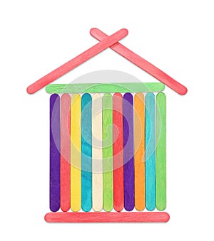 Colorful wood ice lolly sticks, Ice cream sticks, on white backg