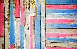 Colorful wood panel background, Abstract plank for texture.
