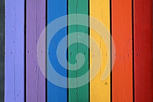 Colorful wood planks background in rainbow colors