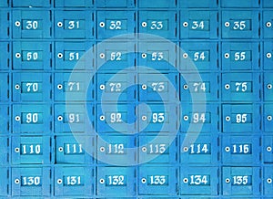 Post office box, white numbers