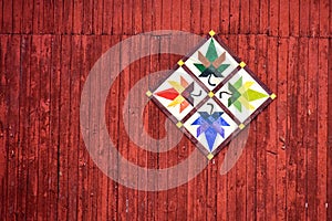 Colorful Wood Quilt Decor on a Barn