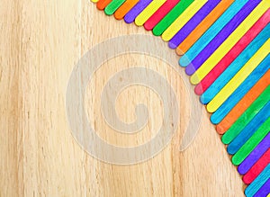 Colorful on wooden background.