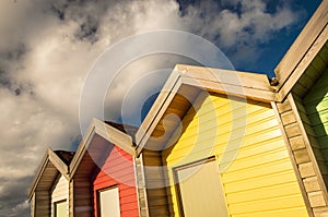 Colorful wooden beach huts