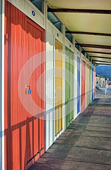 Colorful wooden beach huts