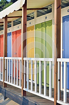 Colorful wooden beach huts