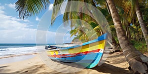 Colorful wooden boat on a beautiful tropical beach