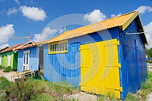 Colorful wooden cabins