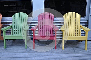 Colorful wooden chairs