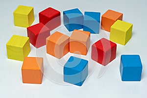 Colorful wooden childen`s building blocks