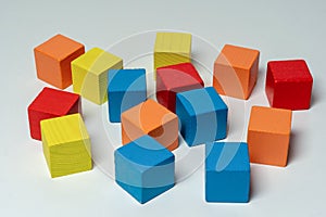 Colorful wooden childen`s building blocks