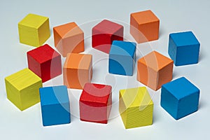 Colorful wooden childen`s building blocks