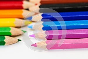 Colorful wooden crayons, pencils