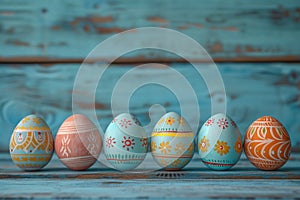 Colorful wooden easter eggs make up a frame