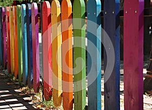 Colorful wooden fence on a playground