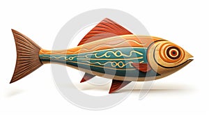 Colorful Wooden Fish Illustration With Nature-inspired Details photo