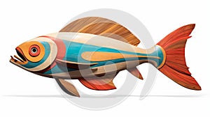Colorful Wooden Fish Sculpture: Bold And Vibrant Artwork photo
