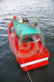 Colorful wooden fishing boat in Phu Quoc island