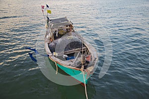 Colorful wooden fishing boat in Phu Quoc island