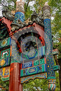 The colorful wooden gate of the wooden gate of the Guo Zi Jian