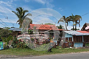 Colorful wooden house in Puerto Viejo de Talamanca, costa rica