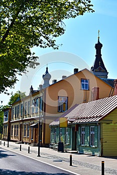 Colorful wooden houses in Parnu