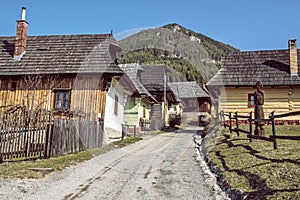 Colorful wooden houses in Vlkolinec village