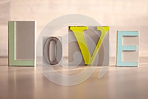 Colorful wooden letters love