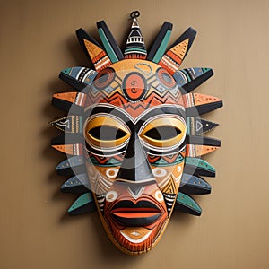 Colorful Wooden Mask: African-inspired Craft With Intricate Costumes