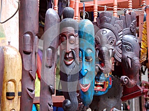 Colorful wooden masks