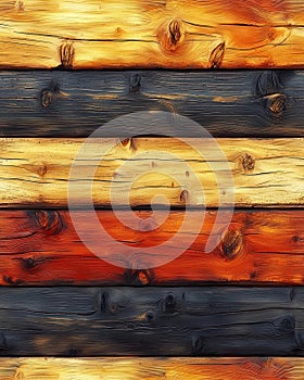 Textured Log Cabin Wall with Warm and Dark Tones