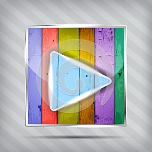 Colorful wooden play icon