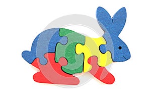 Colorful wooden rabbit puzzle