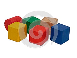 Colorful wooden toy block isolate from white background