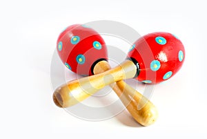 Colorful wooden toy maracas