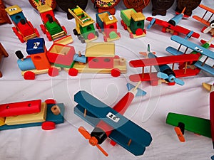 Colorful wooden toys - different models